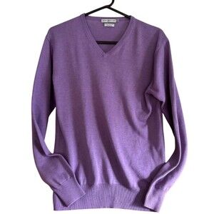 Peter Millar V Neck Sweater,  Silk Cashmere Blend, Spring Purple FIg, Mens Small